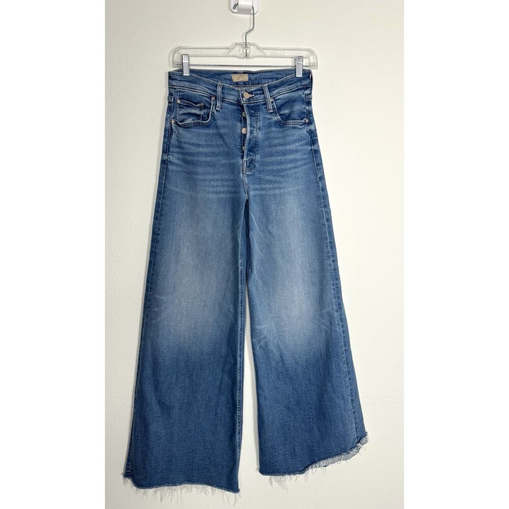 Mother Tomcat Swisher Sneak Fray Jeans Size 28 Blue Wide Leg Poppin' Wheelies - Picture 2 of 16